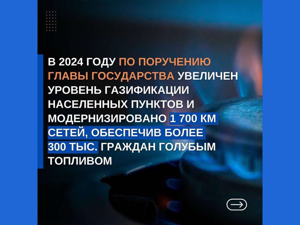 В 2025 году 12 миллионов 400 тысяч человек будут обеспечены газом