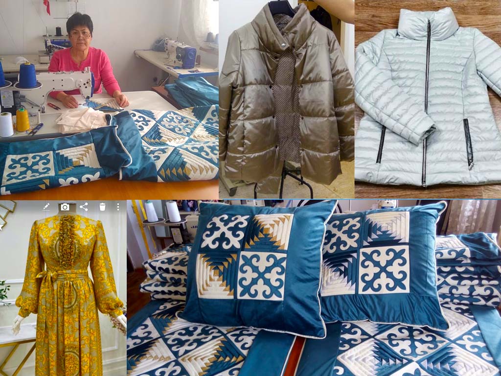 В Алматинской области предпринимательница выпускает современные куртки и пальто 