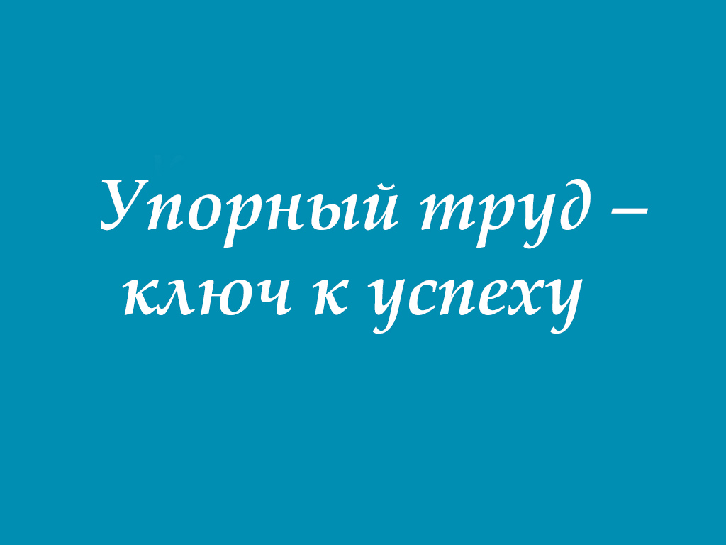 Упорный труд – ключ к успеху