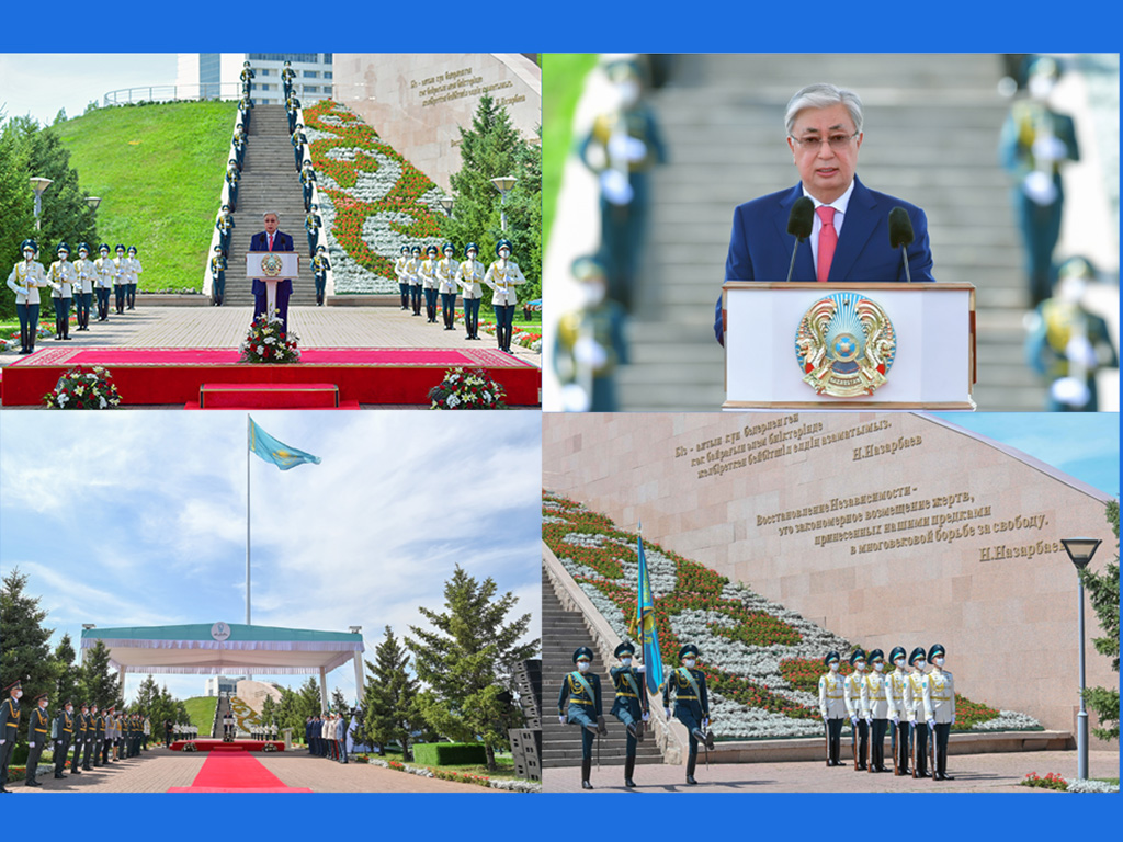 Касым-Жомарт Токаев принял участие в церемонии поднятия Государственного флага